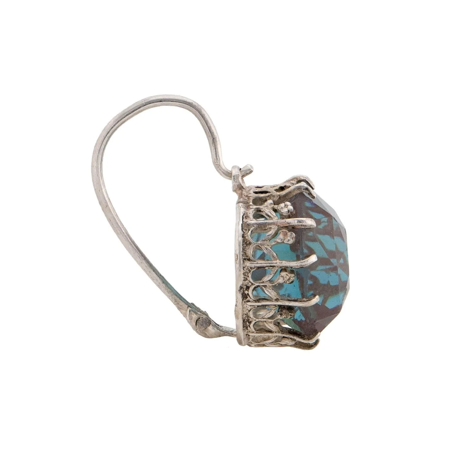 Edwardian Sterling Silver Saphiret Glass Earring & Pendant Set - Image 3