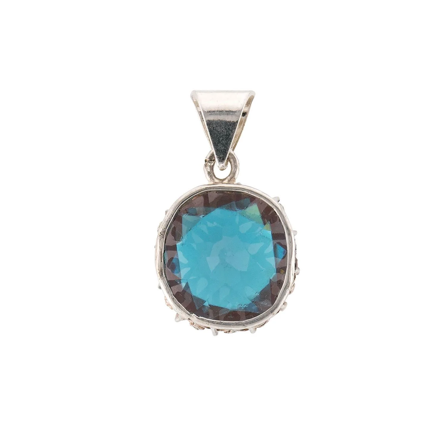 Edwardian Sterling Silver Saphiret Glass Earring & Pendant Set - Image 7