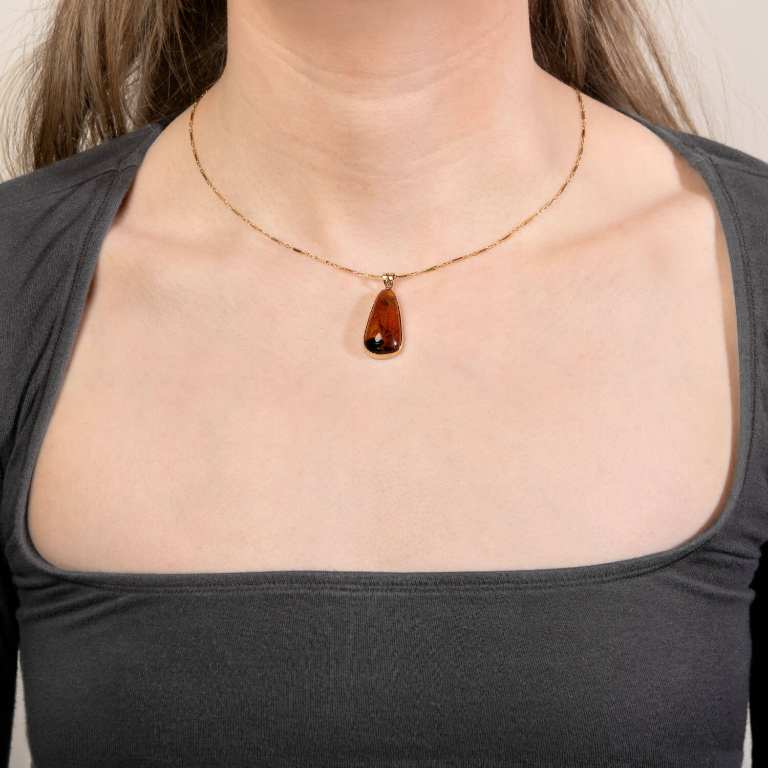 Estate 14k Amber Teardrop Pendant - Image 5
