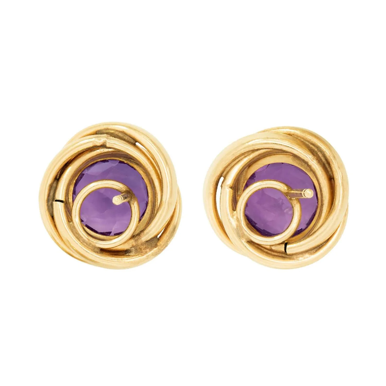 Estate 14k Amethyst Knot Motif Stud Earrings - Image 3