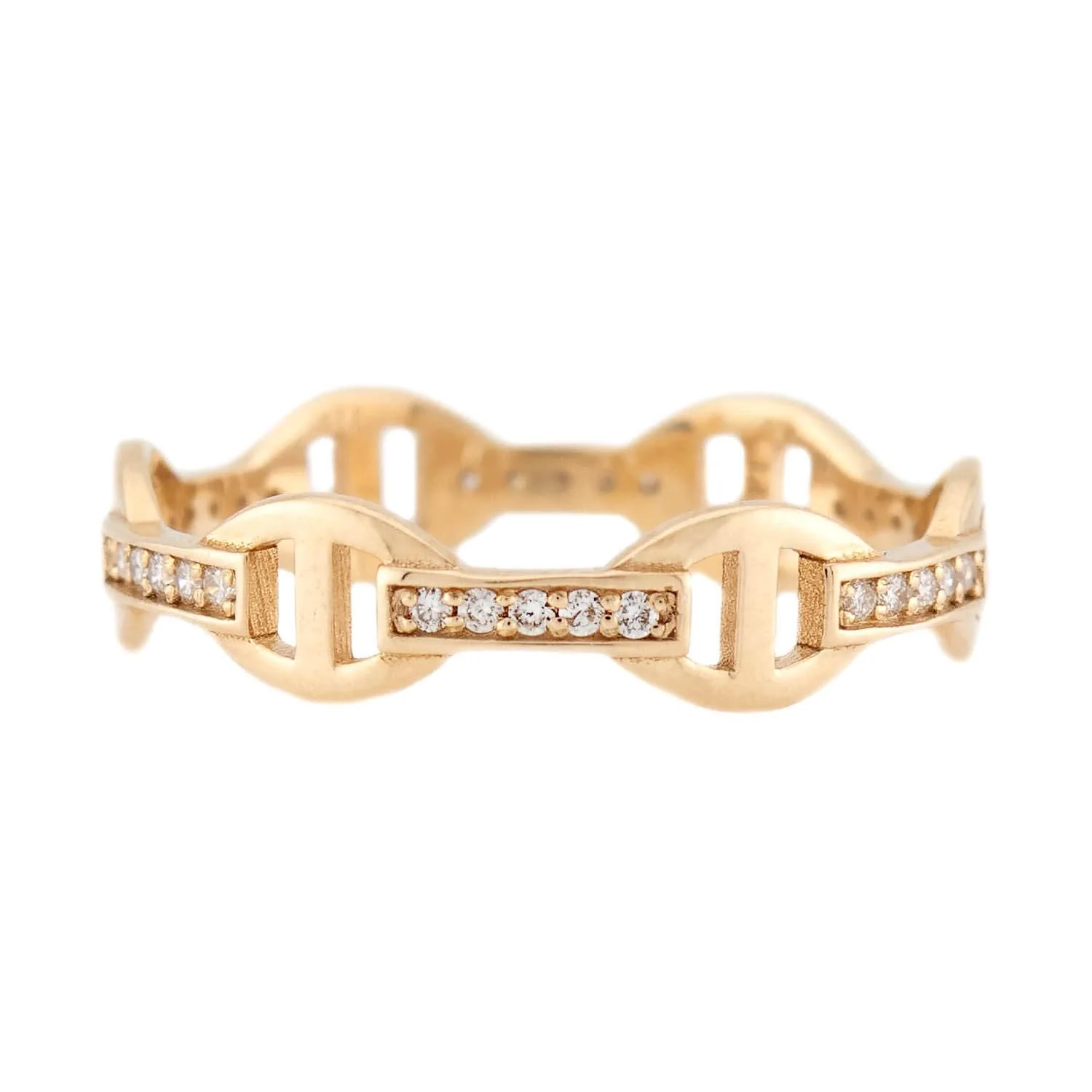 Estate 14k and Diamond Anchor Link Ring - Image 2