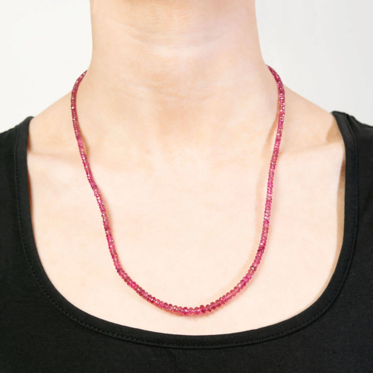 Estate 14k and Pink Tourmaline Rondelle Bead Necklace - Image 6