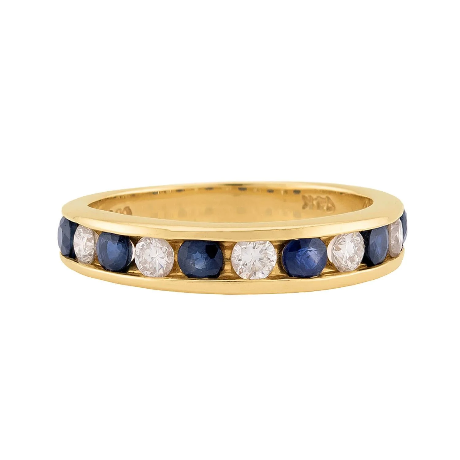 Estate 14k Diamond and Sapphire Half Band - Image 2
