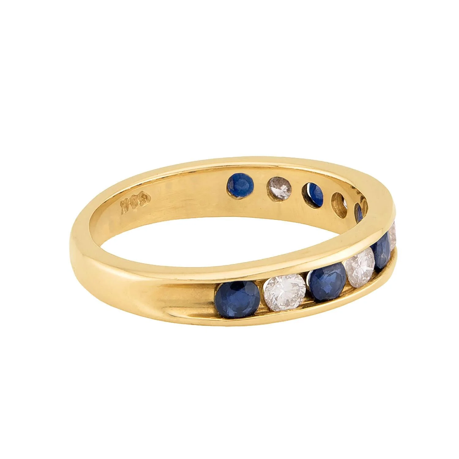 Estate 14k Diamond and Sapphire Half Band - Image 3