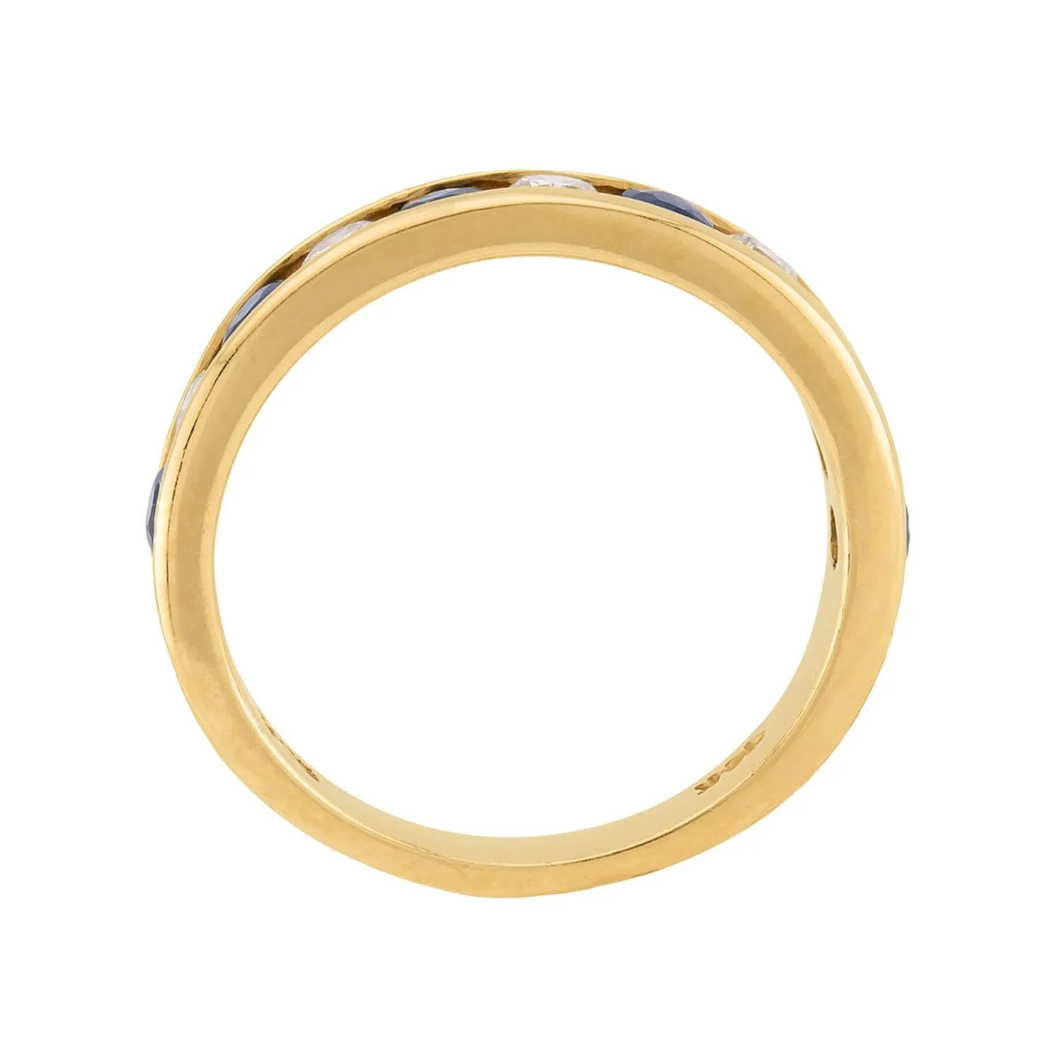 Estate 14k Diamond and Sapphire Half Band - Image 4