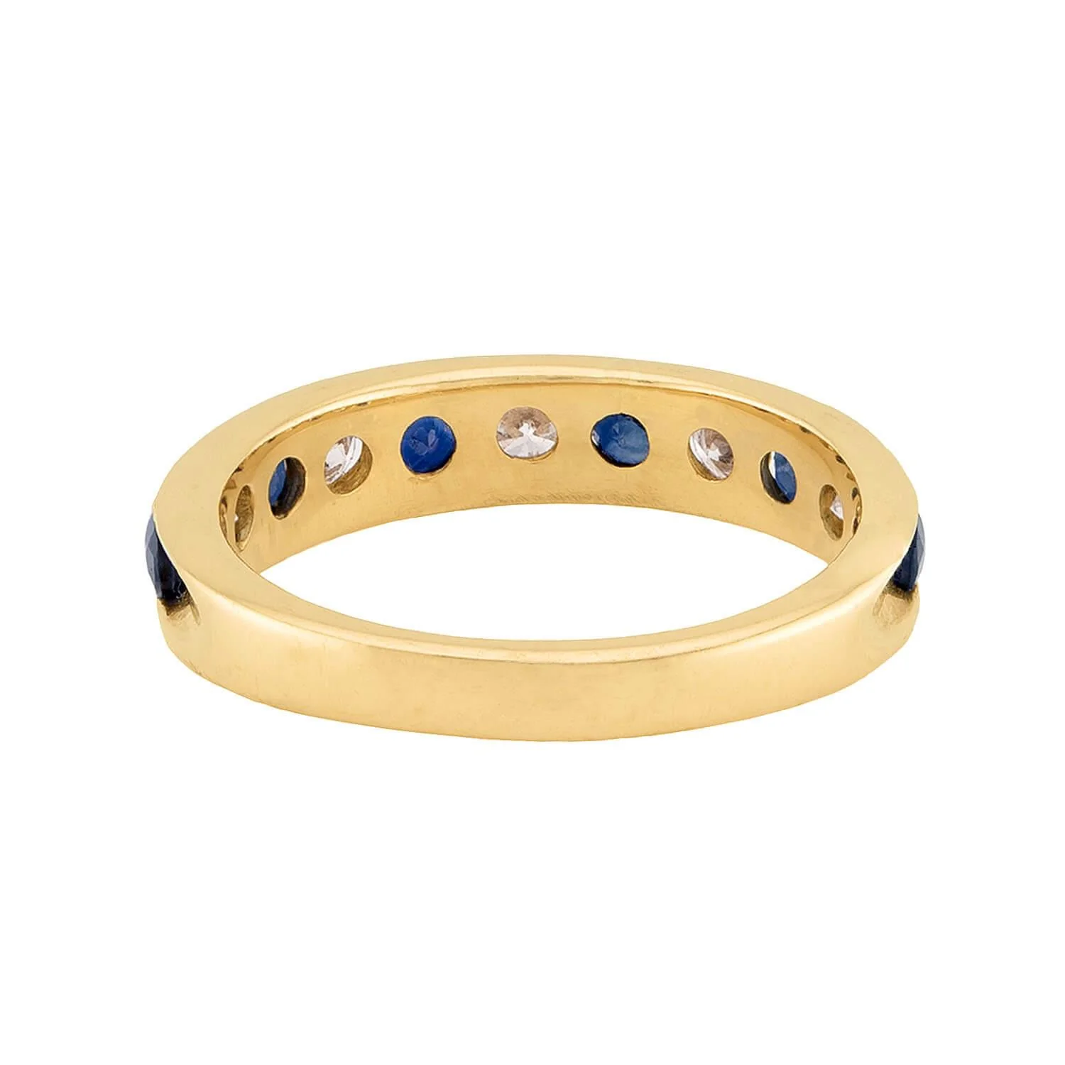 Estate 14k Diamond and Sapphire Half Band - Image 5