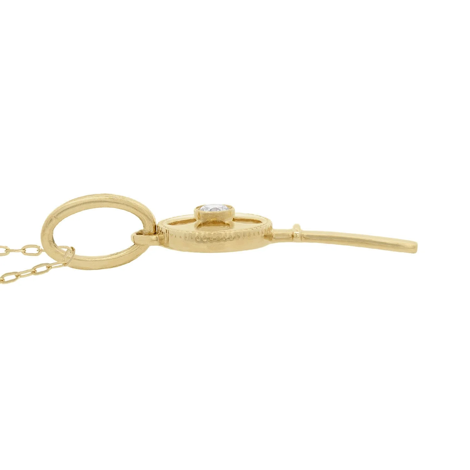 Estate 14k Diamond Four Leaf Clover Key Charm Necklace - Image 4