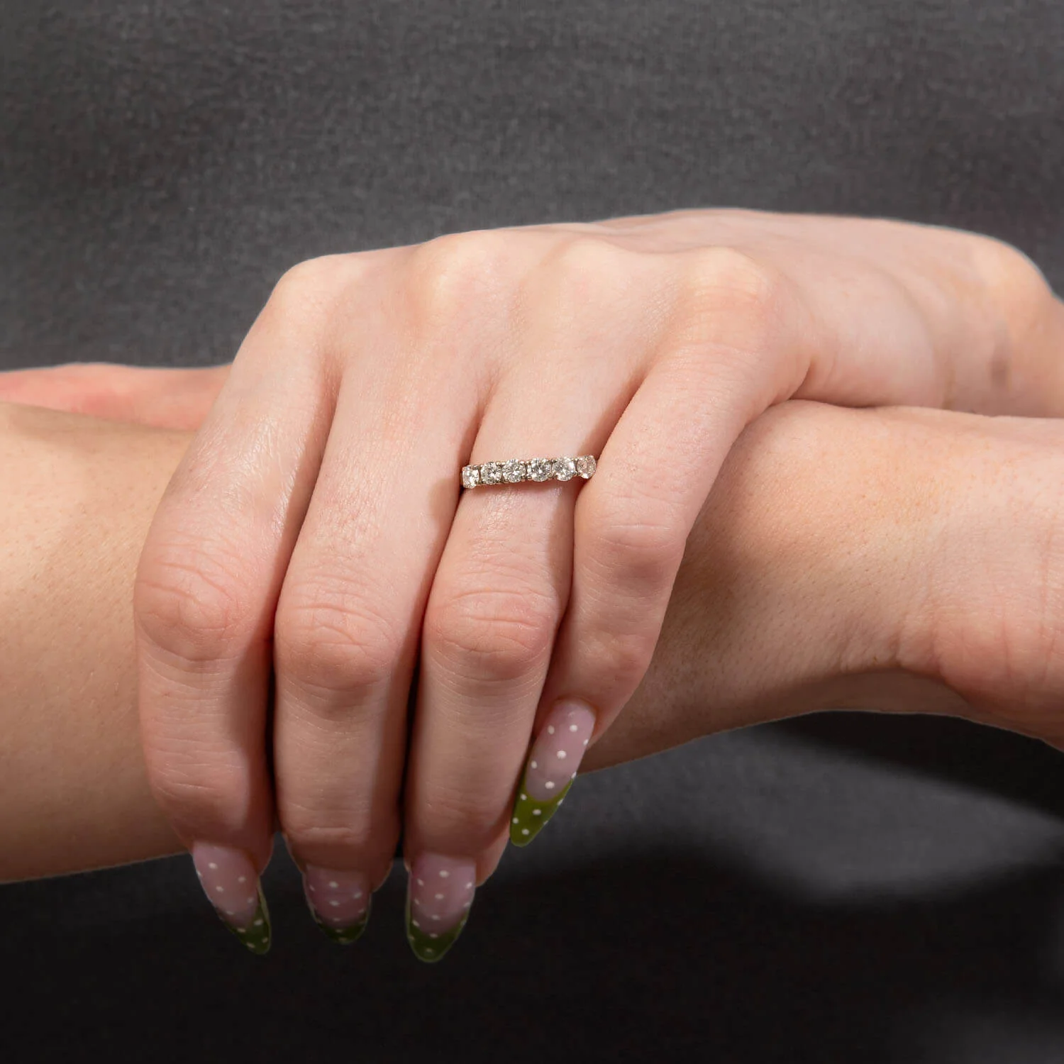 Estate 14k Diamond Half Band - Image 6