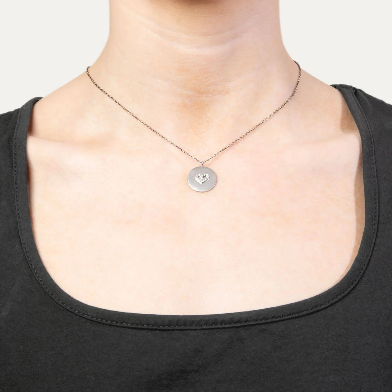 Estate 14k Diamond Heart Disc Pendant - Image 4