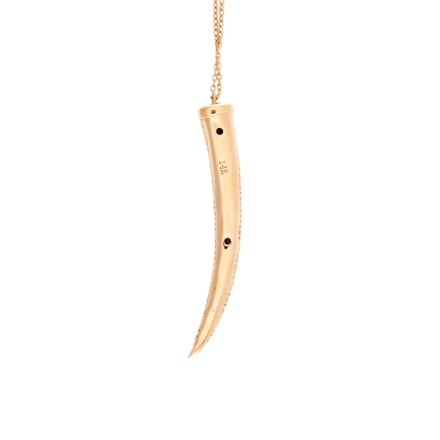 Estate 14k Diamond Horn Pendant Necklace - Image 4