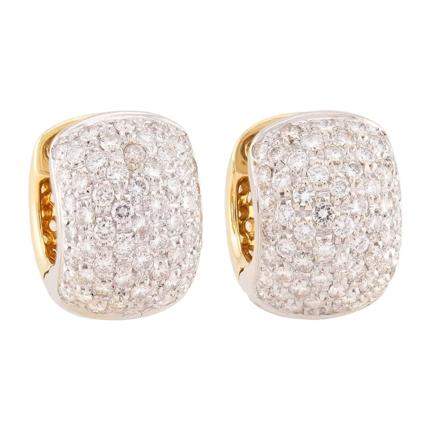 Estate 14k 3.50ctw Diamond Huggie Hoop Earrings