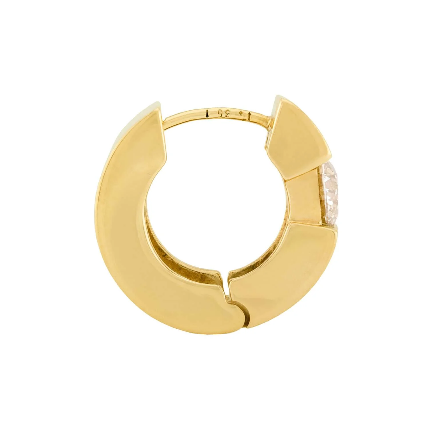 Estate 14k Diamond Huggie Hoop Earrings - Image 2
