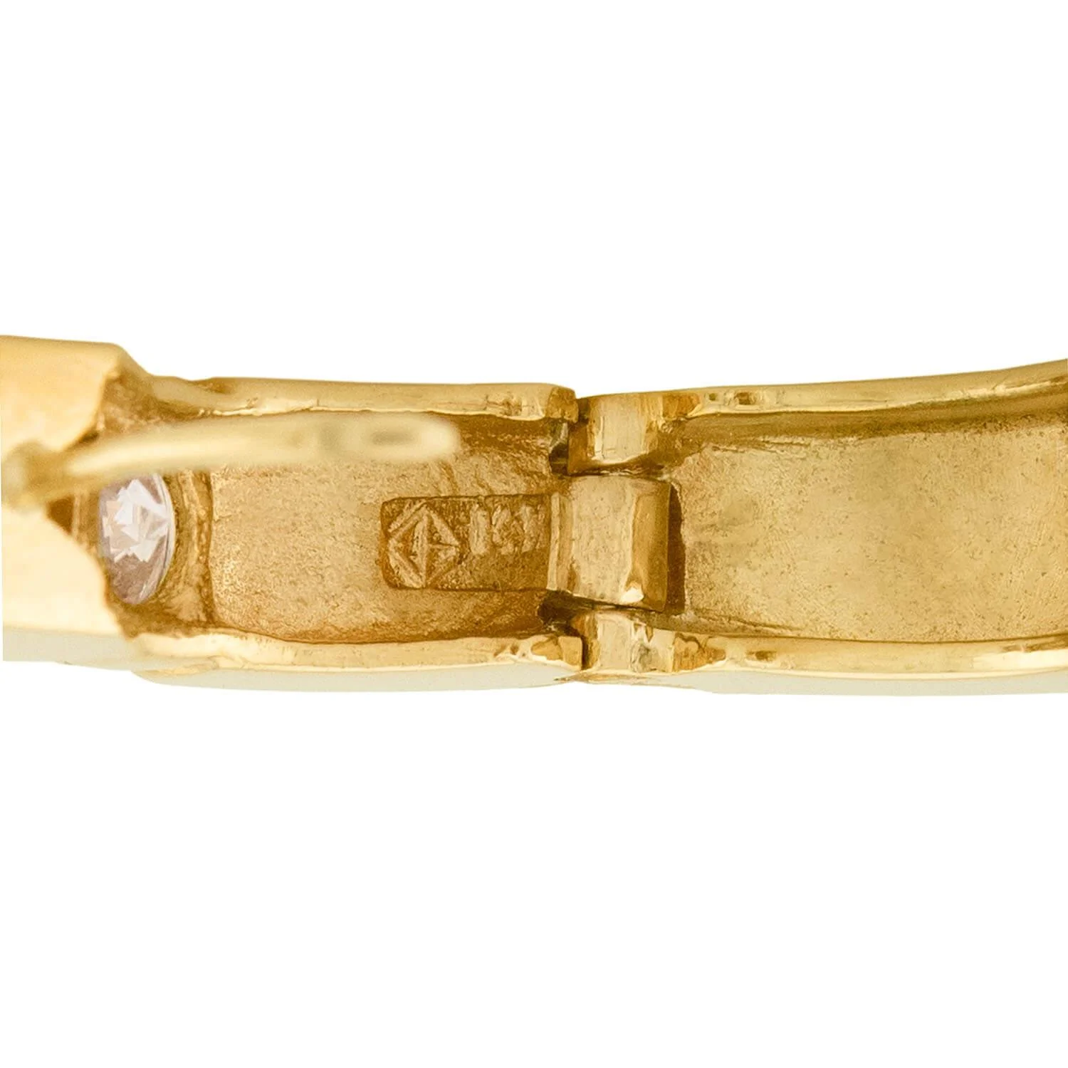 Estate 14k Diamond Huggie Hoop Earrings - Image 4