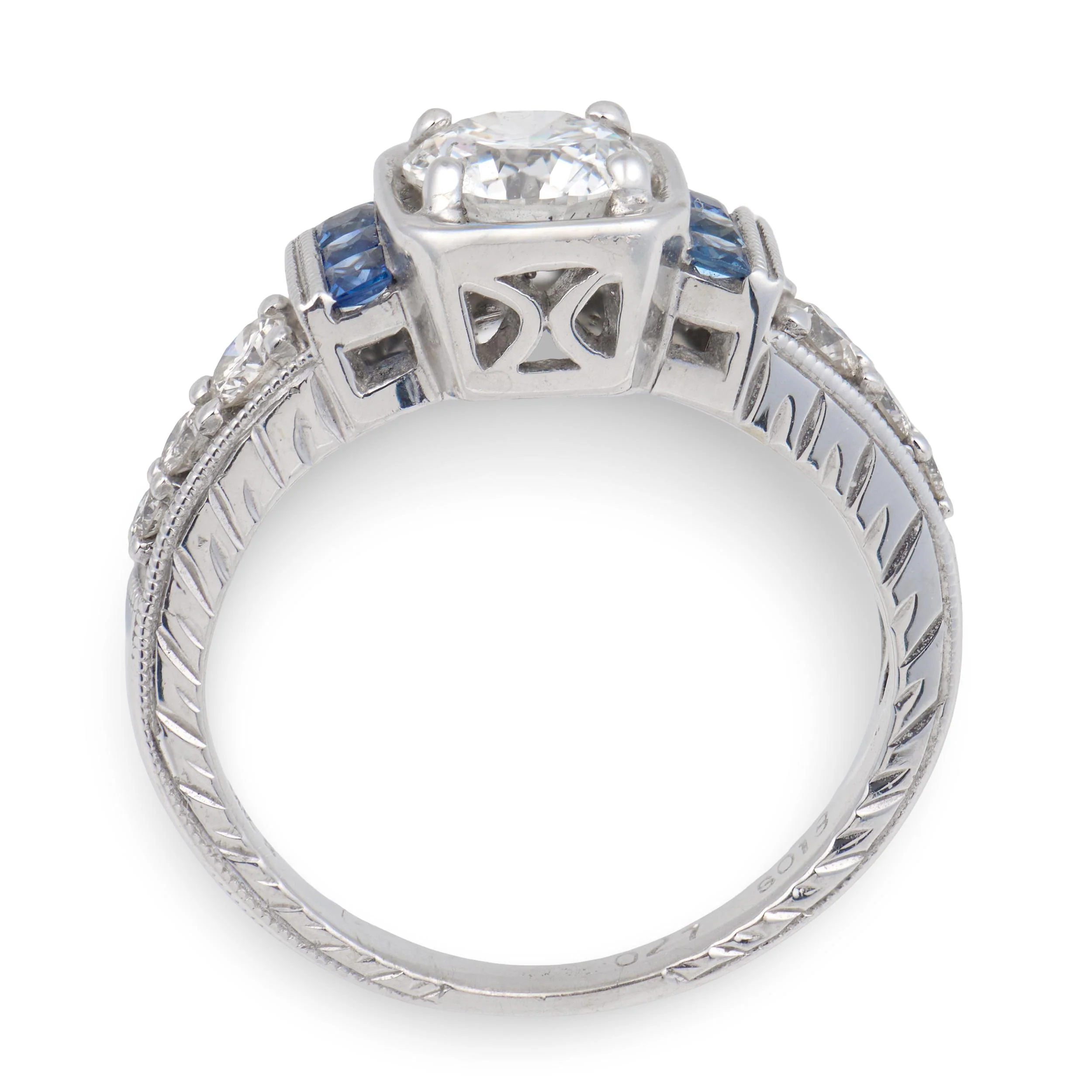 Estate 14k Diamond & Sapphire Engagement Ring .60ct - Image 4