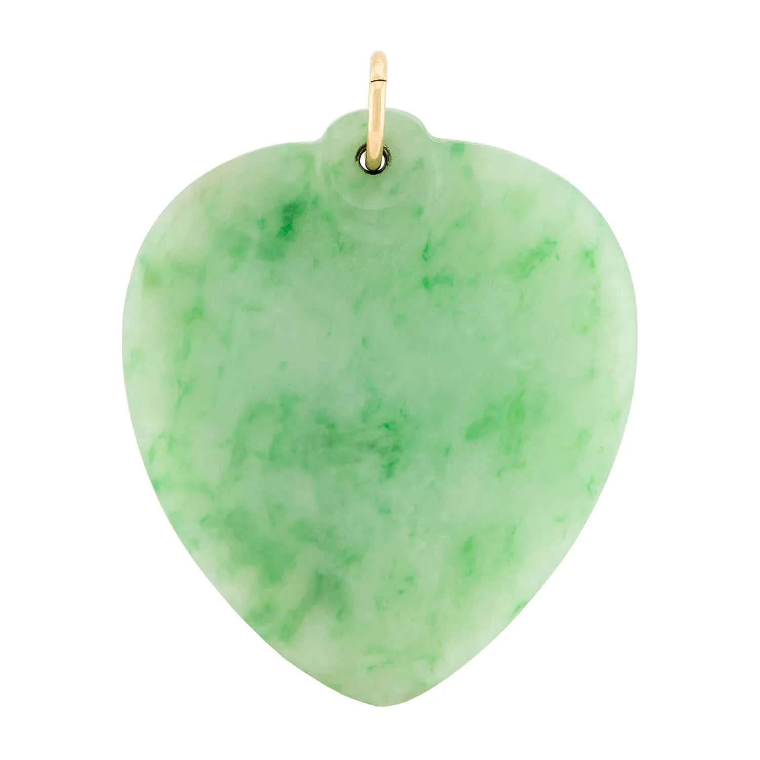 Estate 14k Jade Heart Motif Pendant - Image 3