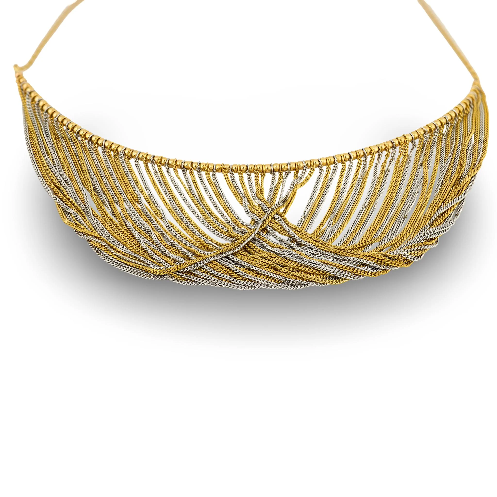 Estate 14k Mixed Metal Collar Necklace - Image 4