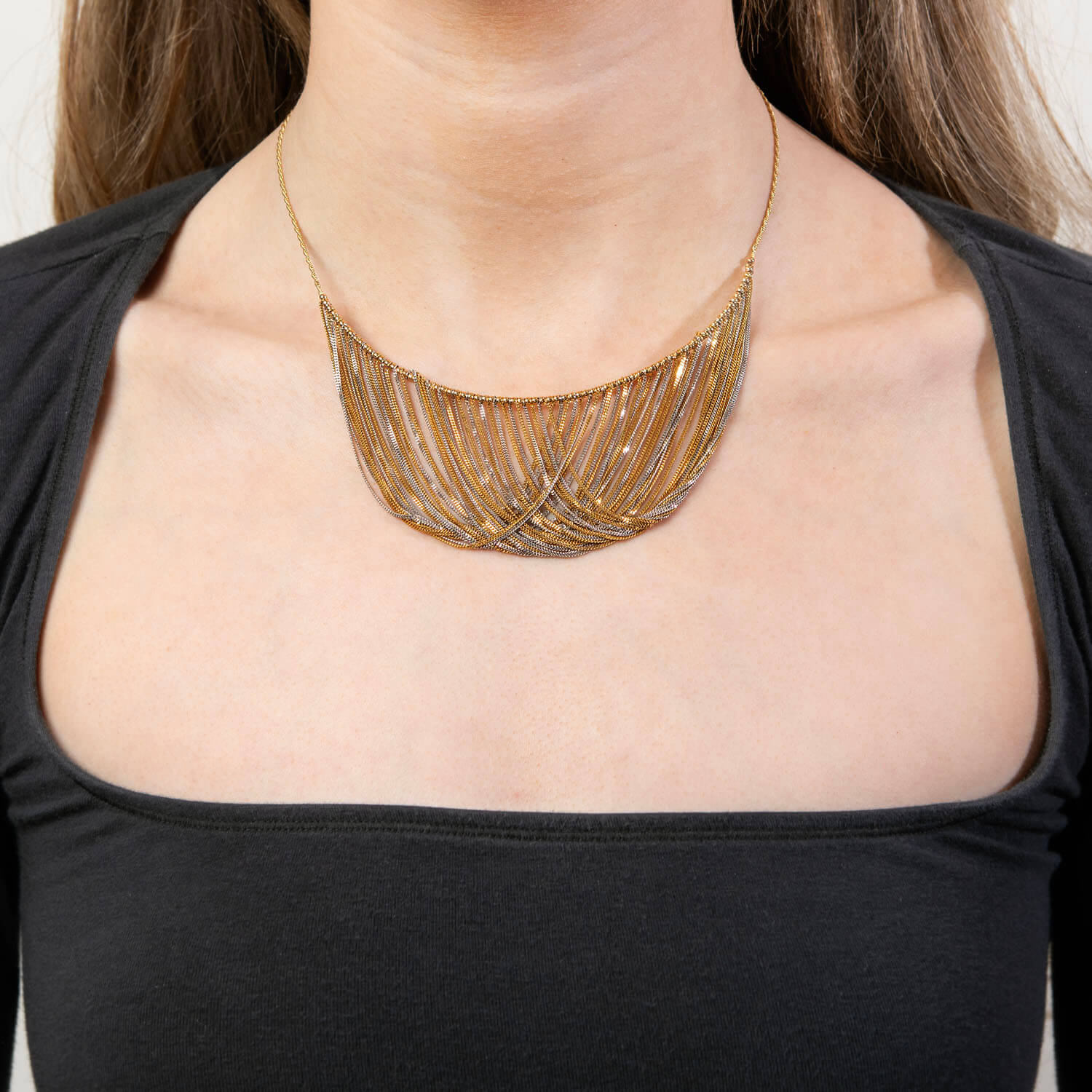 Estate 14k Mixed Metal Collar Necklace - Image 9