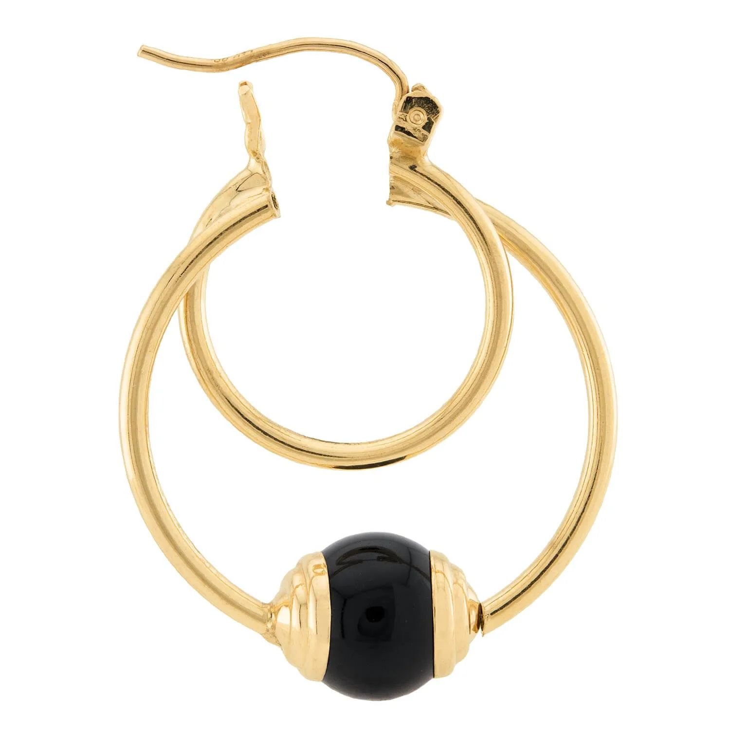 Estate 14k Onyx Double Hoop Earrings - Image 2