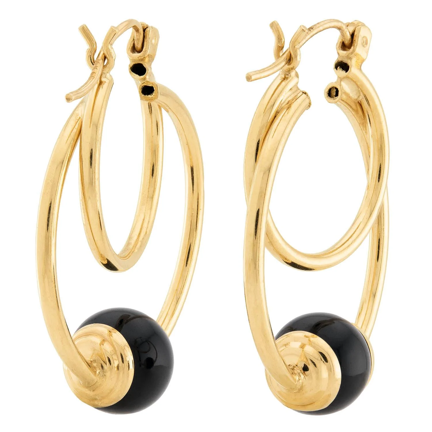 Estate 14k Onyx Double Hoop Earrings - Image 3