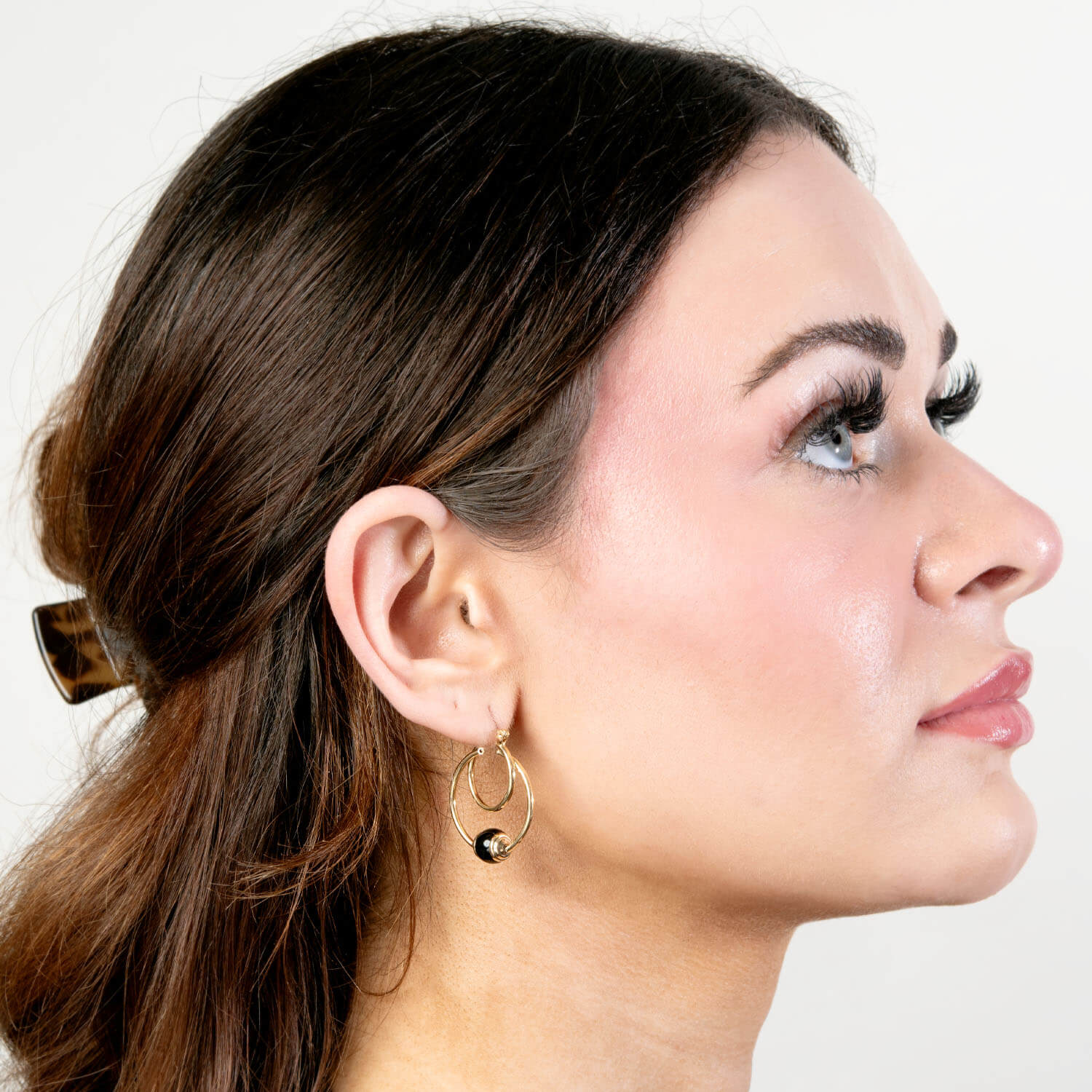 Estate 14k Onyx Double Hoop Earrings - Image 5