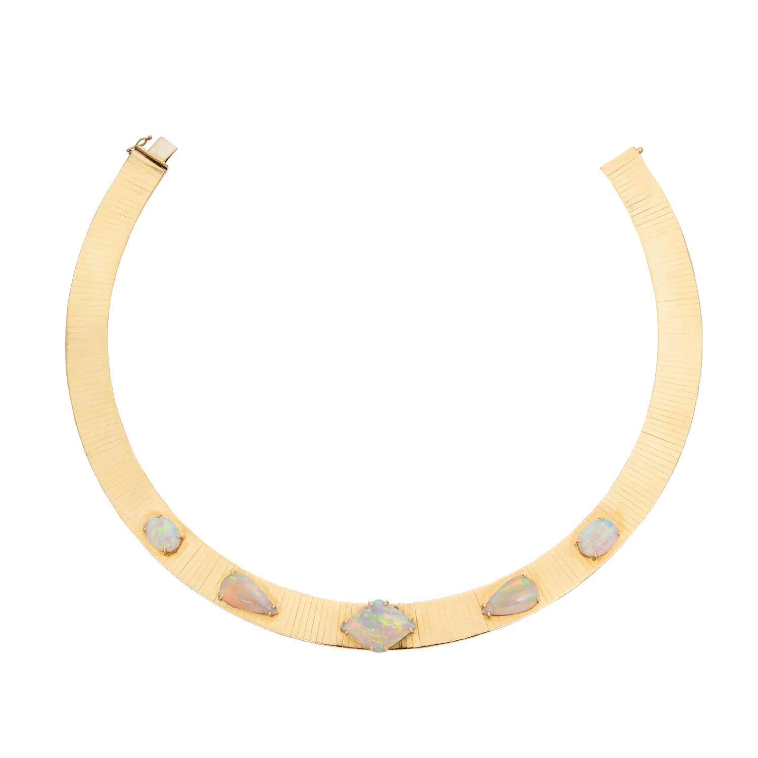 Estate 14k Opal Collar Style Choker Necklace - Image 4