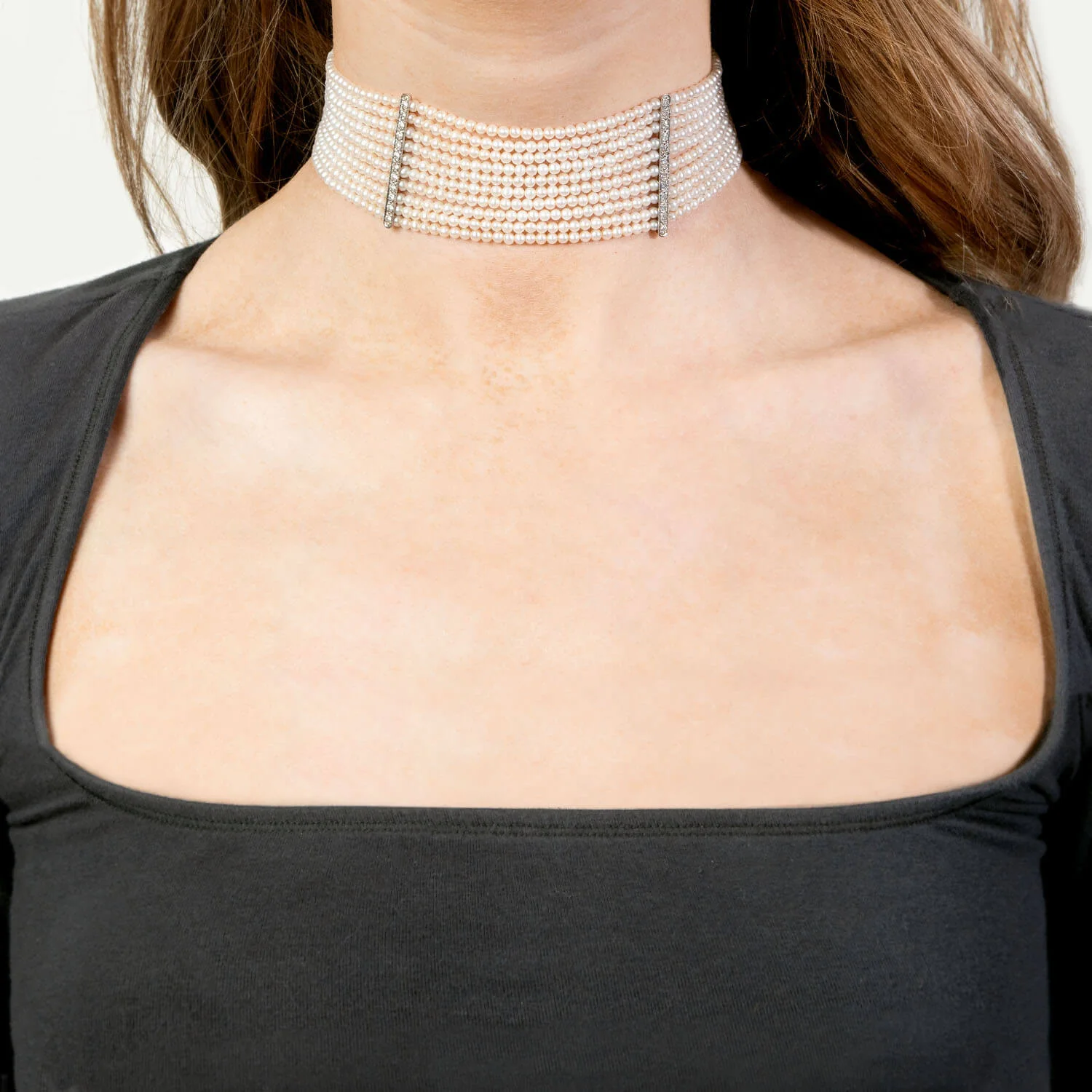 Estate 14k Pearl and Diamond Choker and Bracelet Set - Image 10
