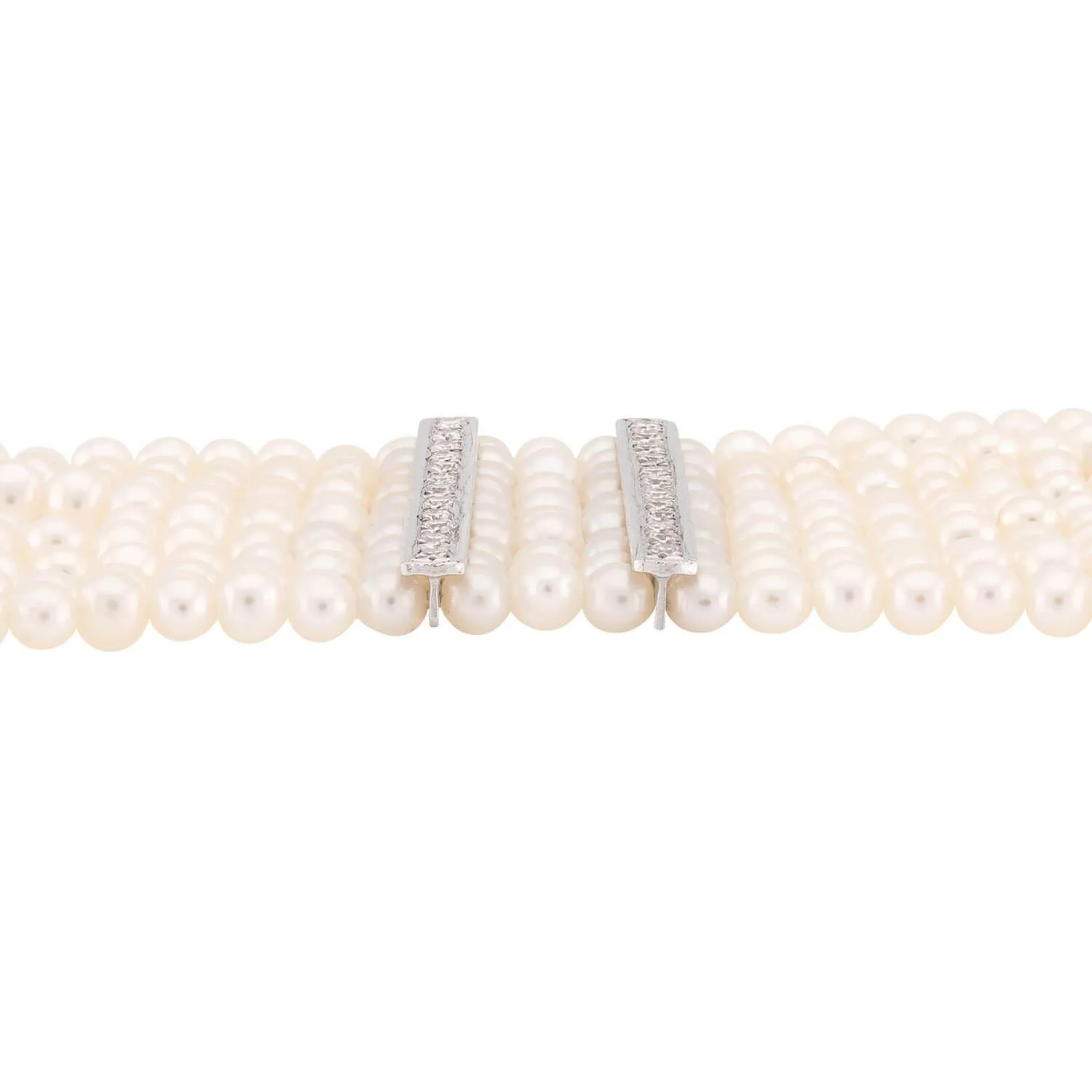 Estate 14k Pearl and Diamond Choker and Bracelet Set - Image 4