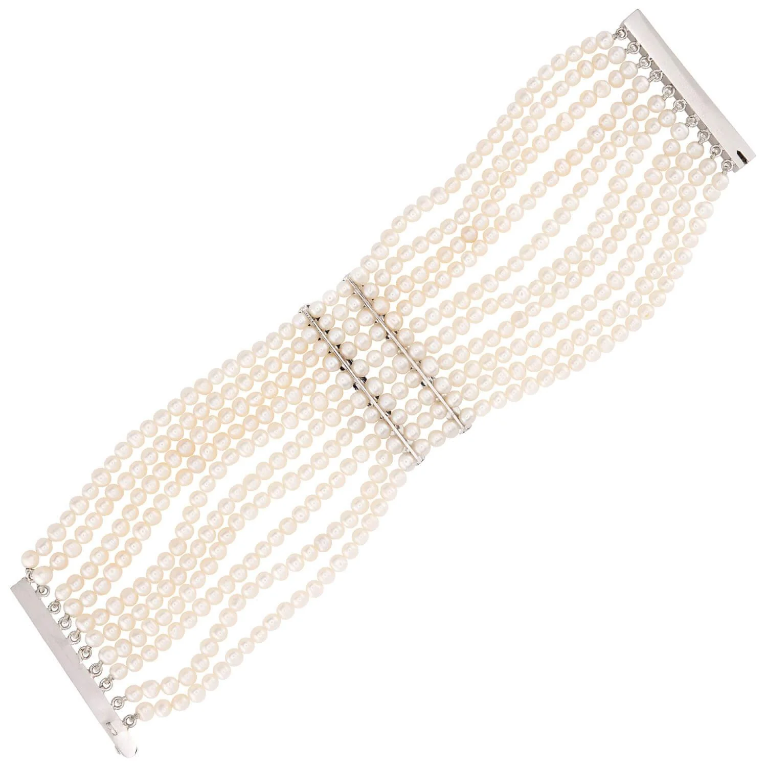 Estate 14k Pearl and Diamond Choker and Bracelet Set - Image 5