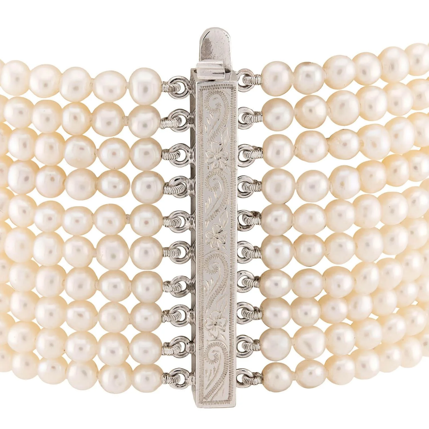 Estate 14k Pearl and Diamond Choker and Bracelet Set - Image 6