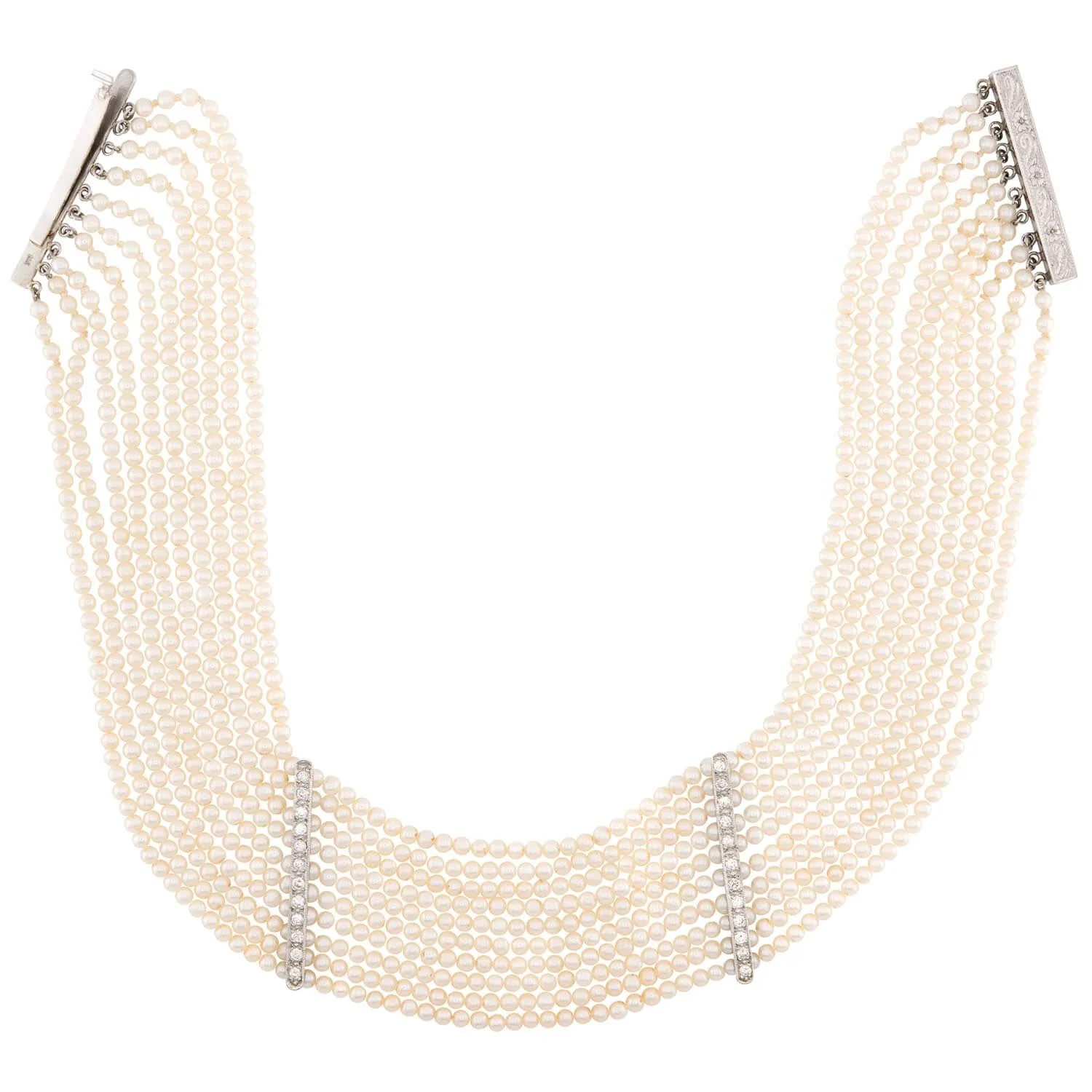 Estate 14k Pearl and Diamond Choker and Bracelet Set - Image 8
