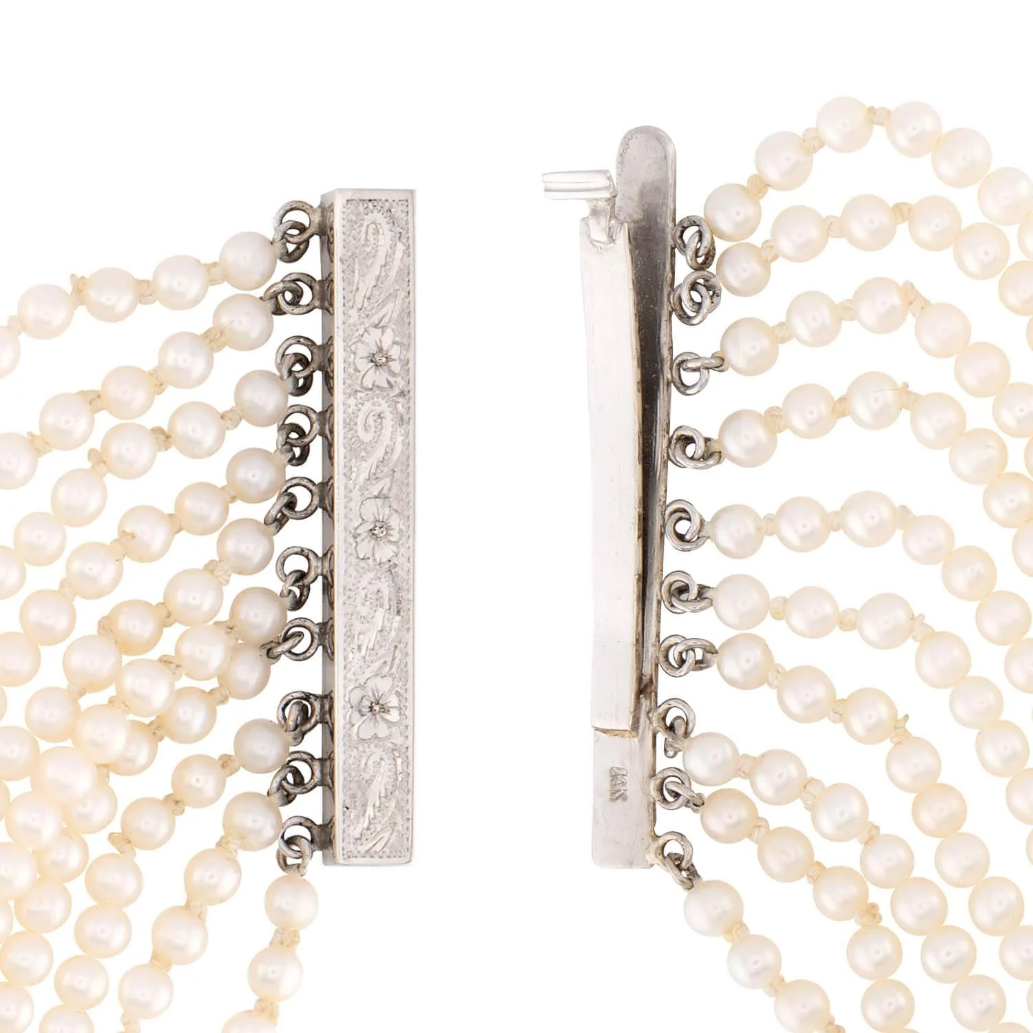 Estate 14k Pearl and Diamond Choker and Bracelet Set - Image 9
