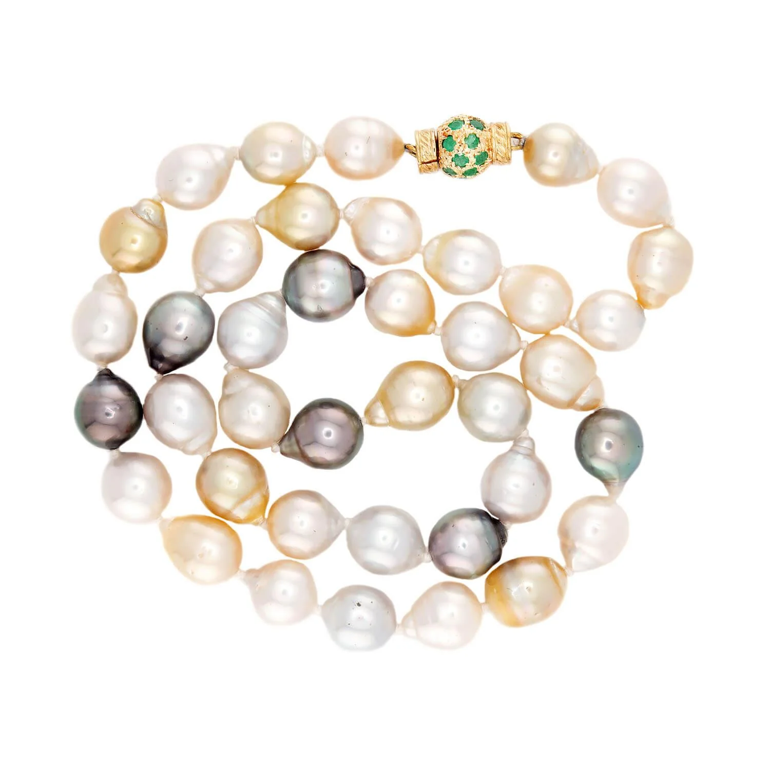 Estate 14k Pearl and Emerald Necklace 18" - Image 3