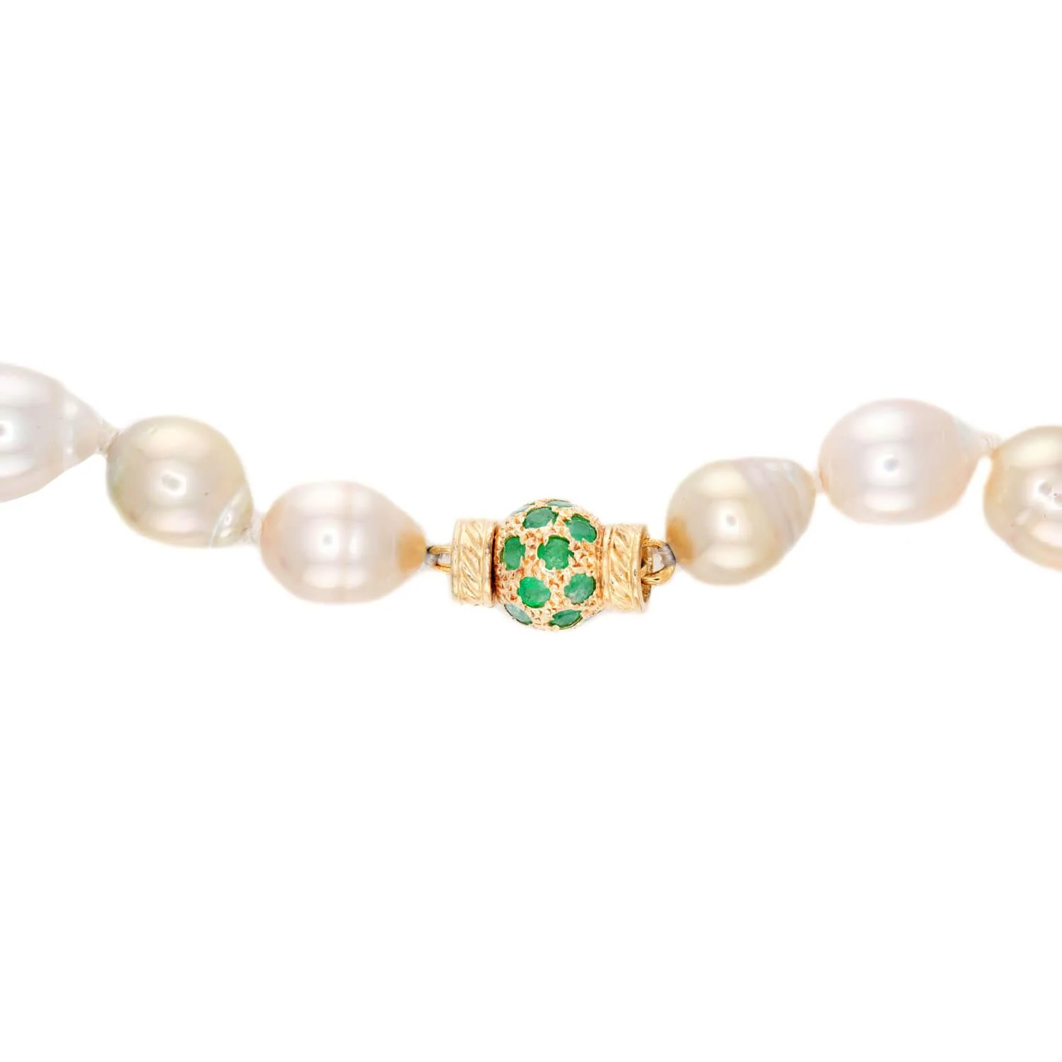 Estate 14k Pearl and Emerald Necklace 18" - Image 4