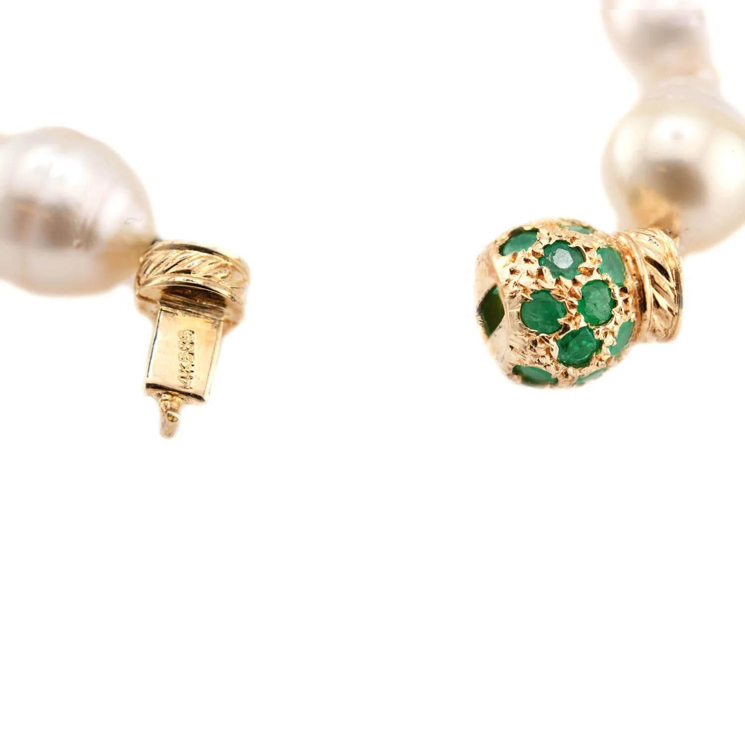 Estate 14k Pearl and Emerald Necklace 18" - Image 5