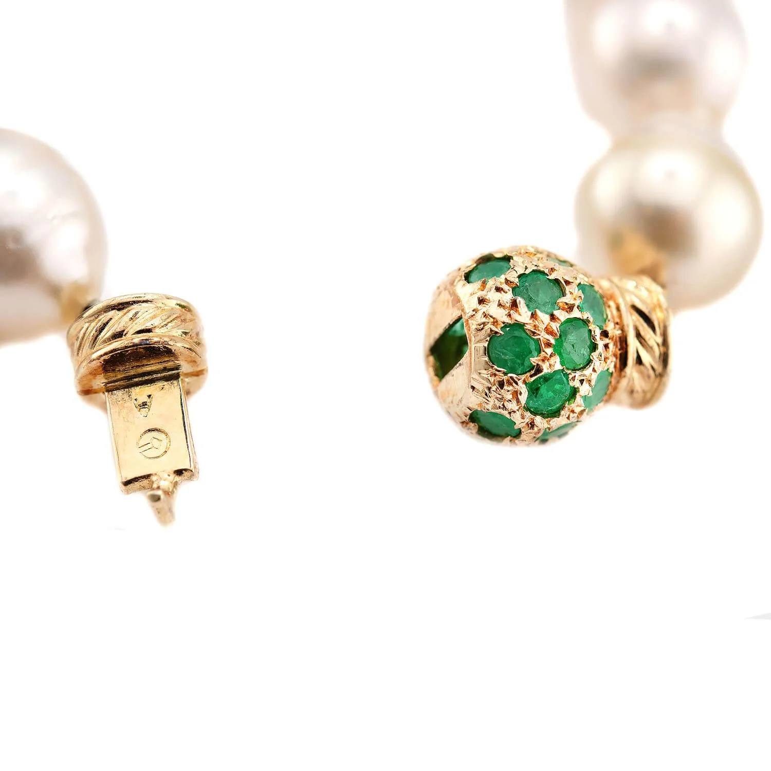 Estate 14k Pearl and Emerald Necklace 18" - Image 6