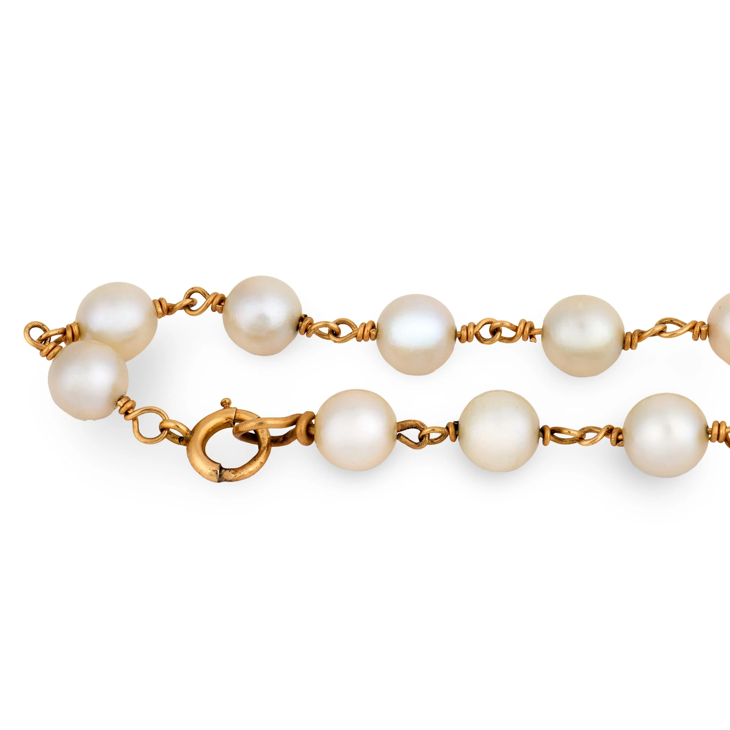 Estate 14k Pearl Chain Bracelet 6.5mm - Image 3