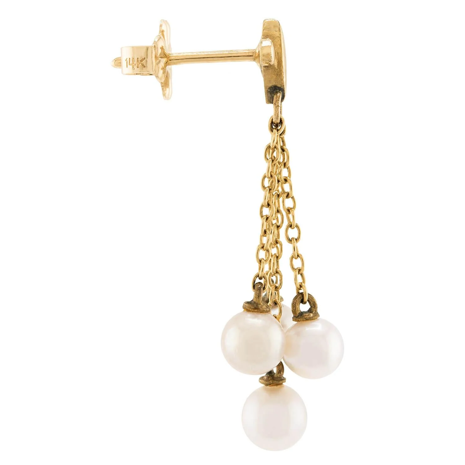Estate 14k Pearl Chain Earrings - Image 2