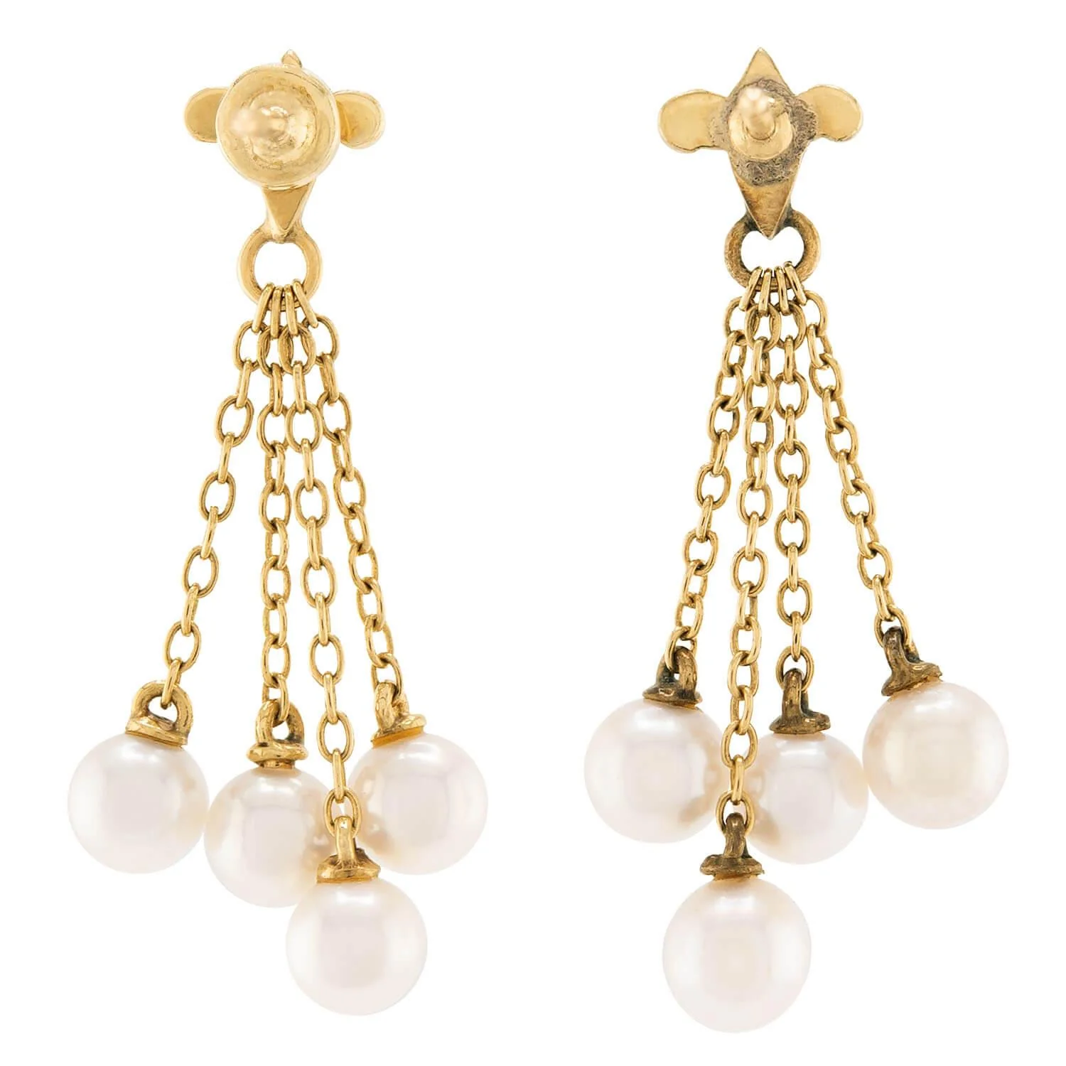 Estate 14k Pearl Chain Earrings - Image 3