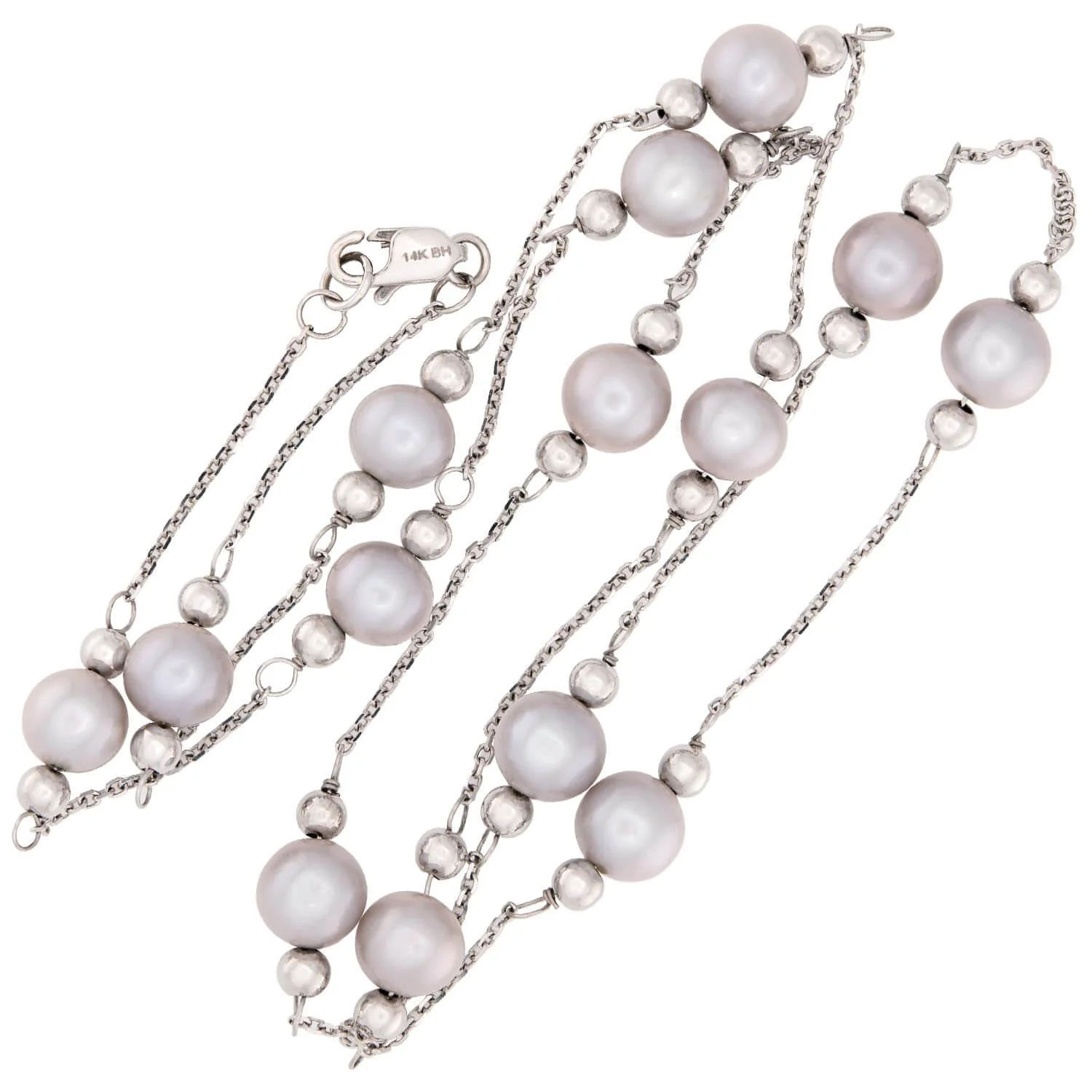 Estate 14k Pearl Chain Necklace - Image 2