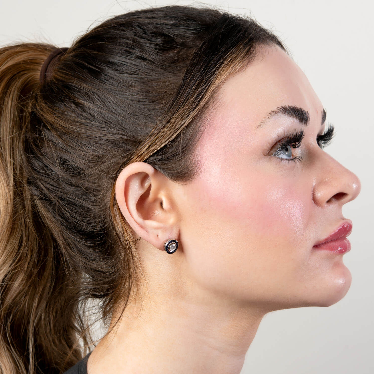 Estate 14k/Platinum Diamond & Sapphire Halo Earrings - Image 6