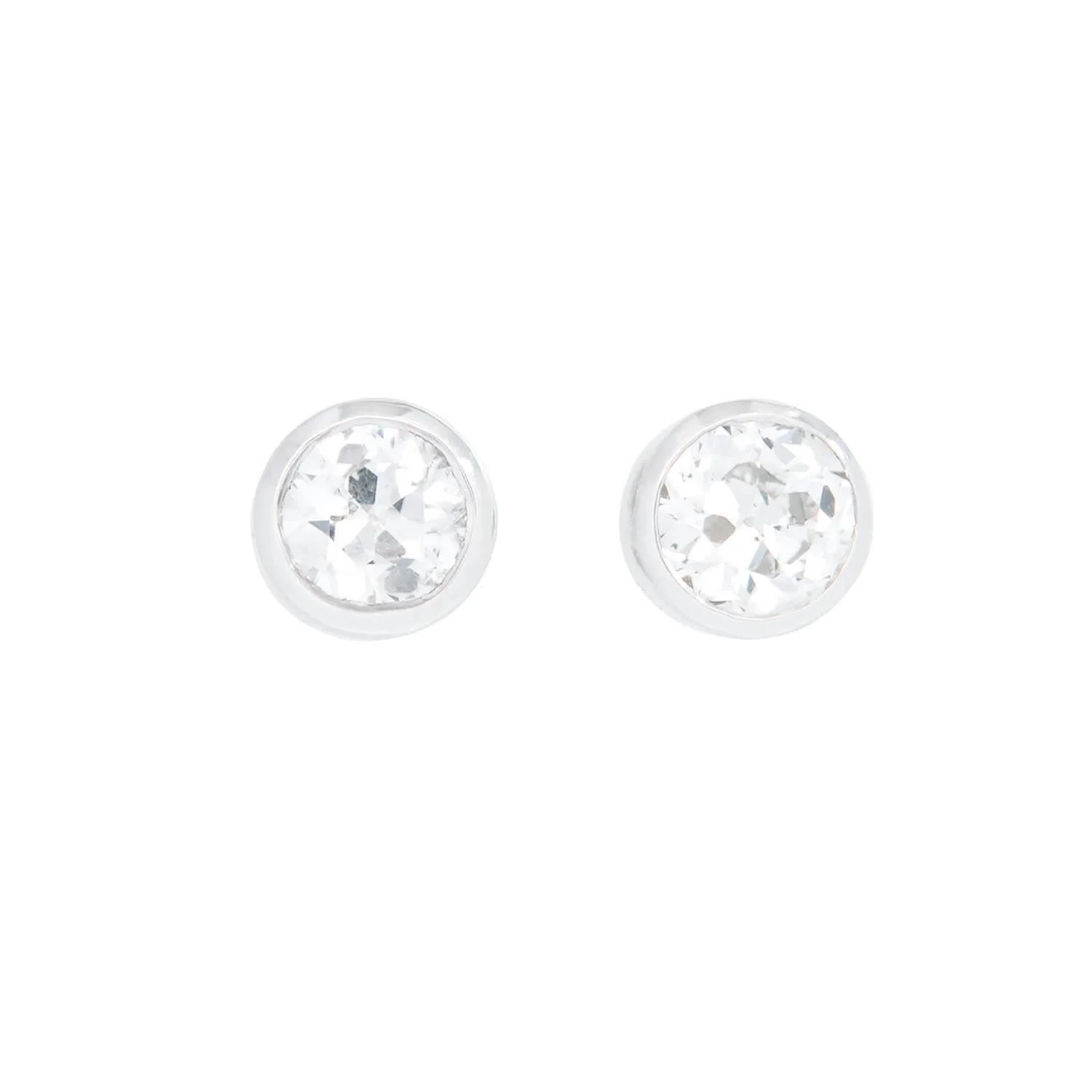 Estate 14k/Platinum Diamond Stud Earrings