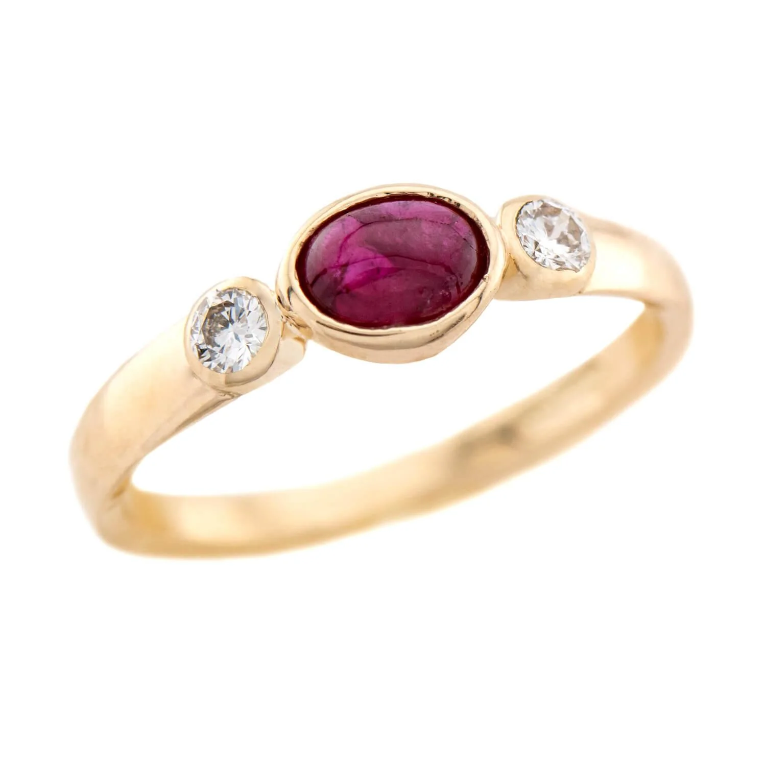 Estate 14k Ruby and Diamond 3-stone Ring