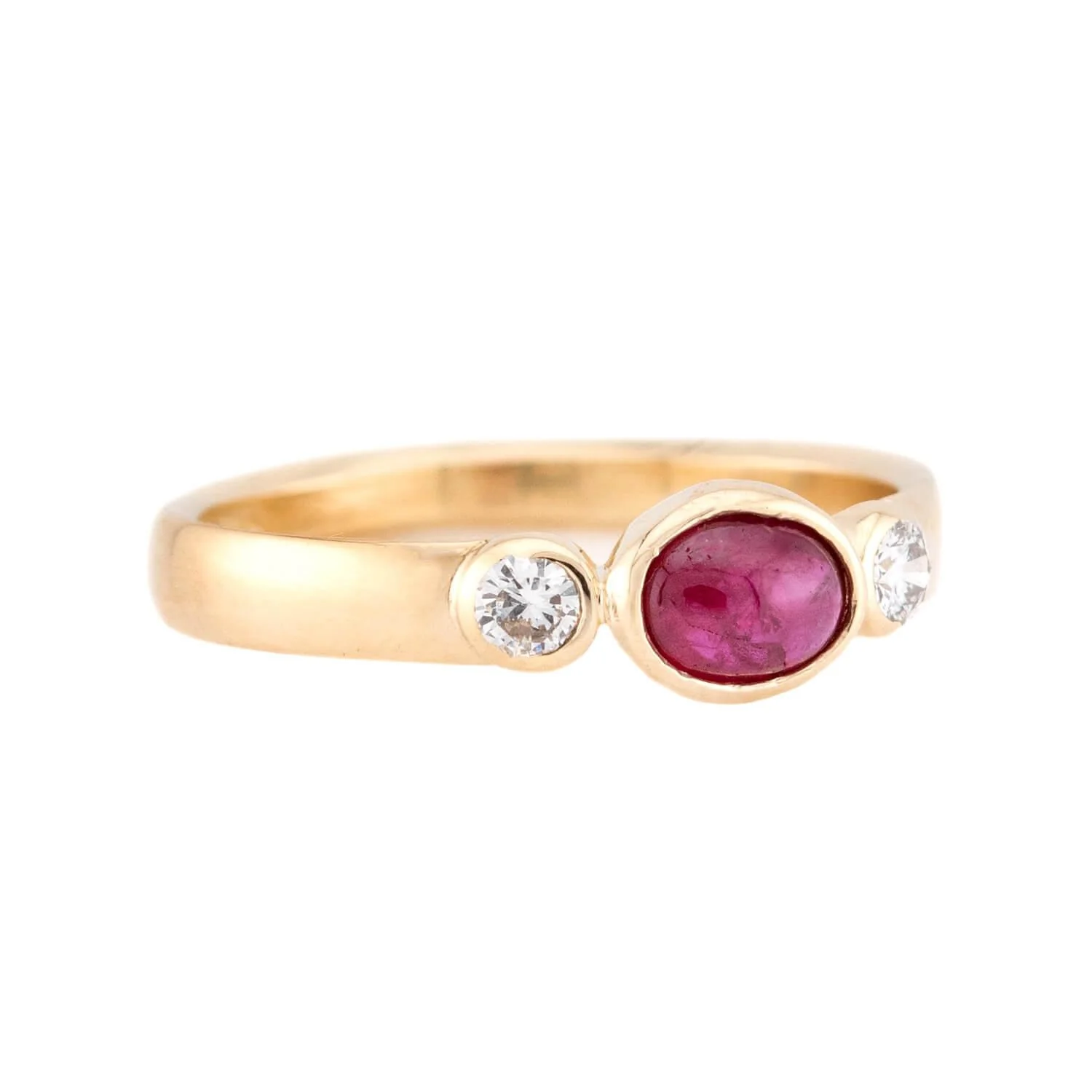 Estate 14k Ruby and Diamond 3-stone Ring - Image 2
