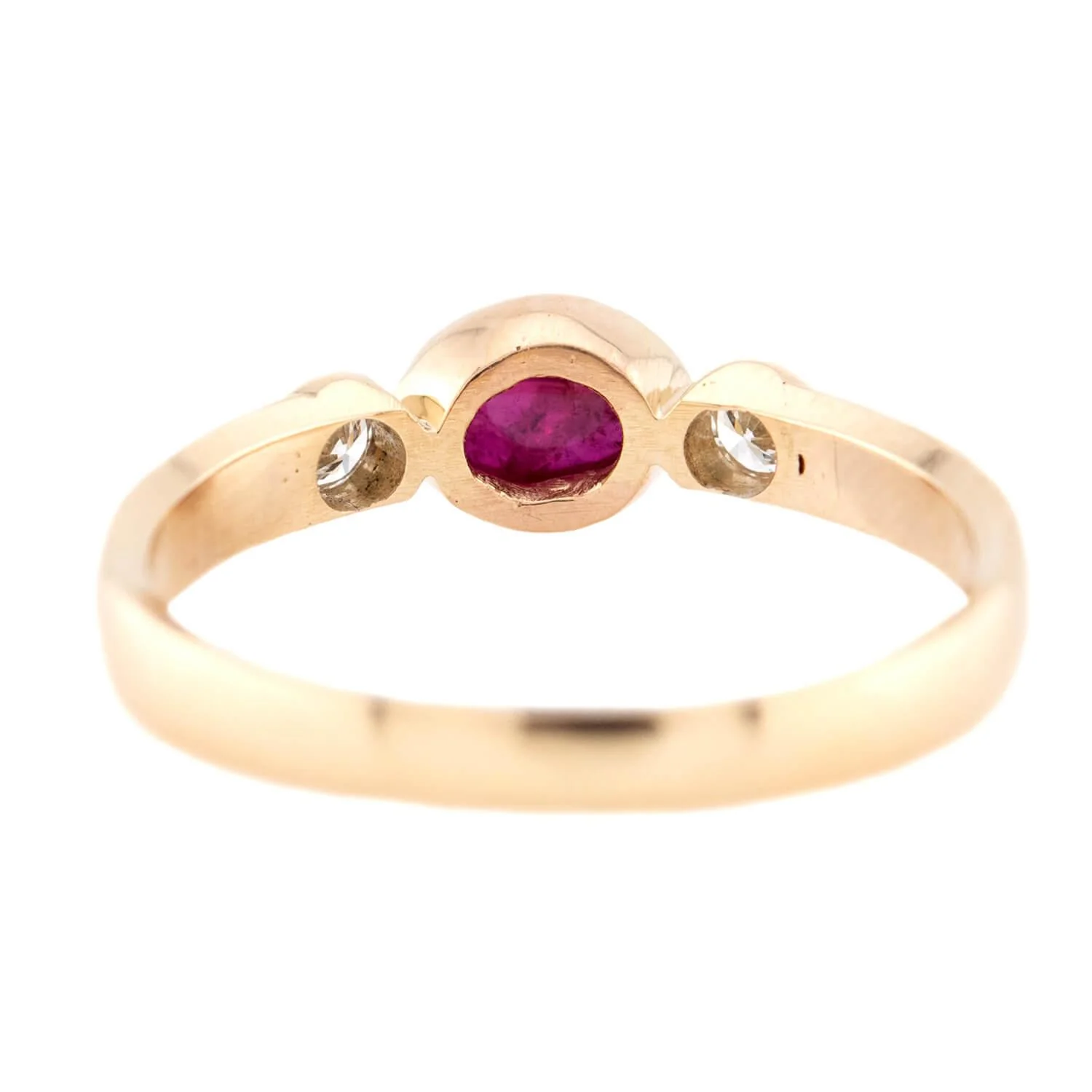 Estate 14k Ruby and Diamond 3-stone Ring - Image 5