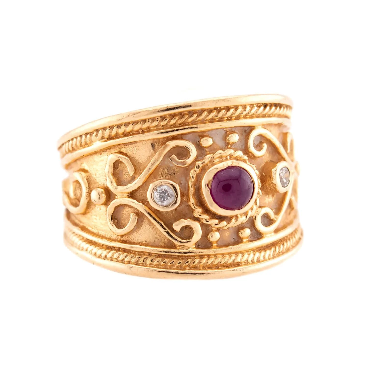 Estate 14k Ruby and Diamond Cigar Band - Image 2