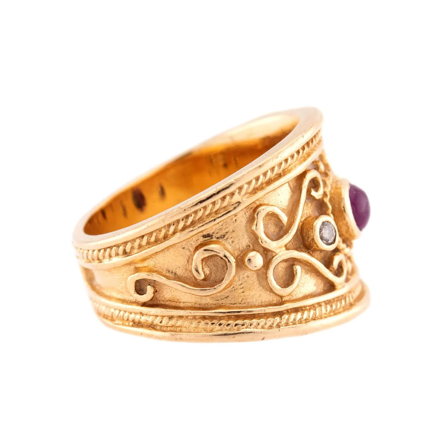 Estate 14k Ruby and Diamond Cigar Band - Image 3