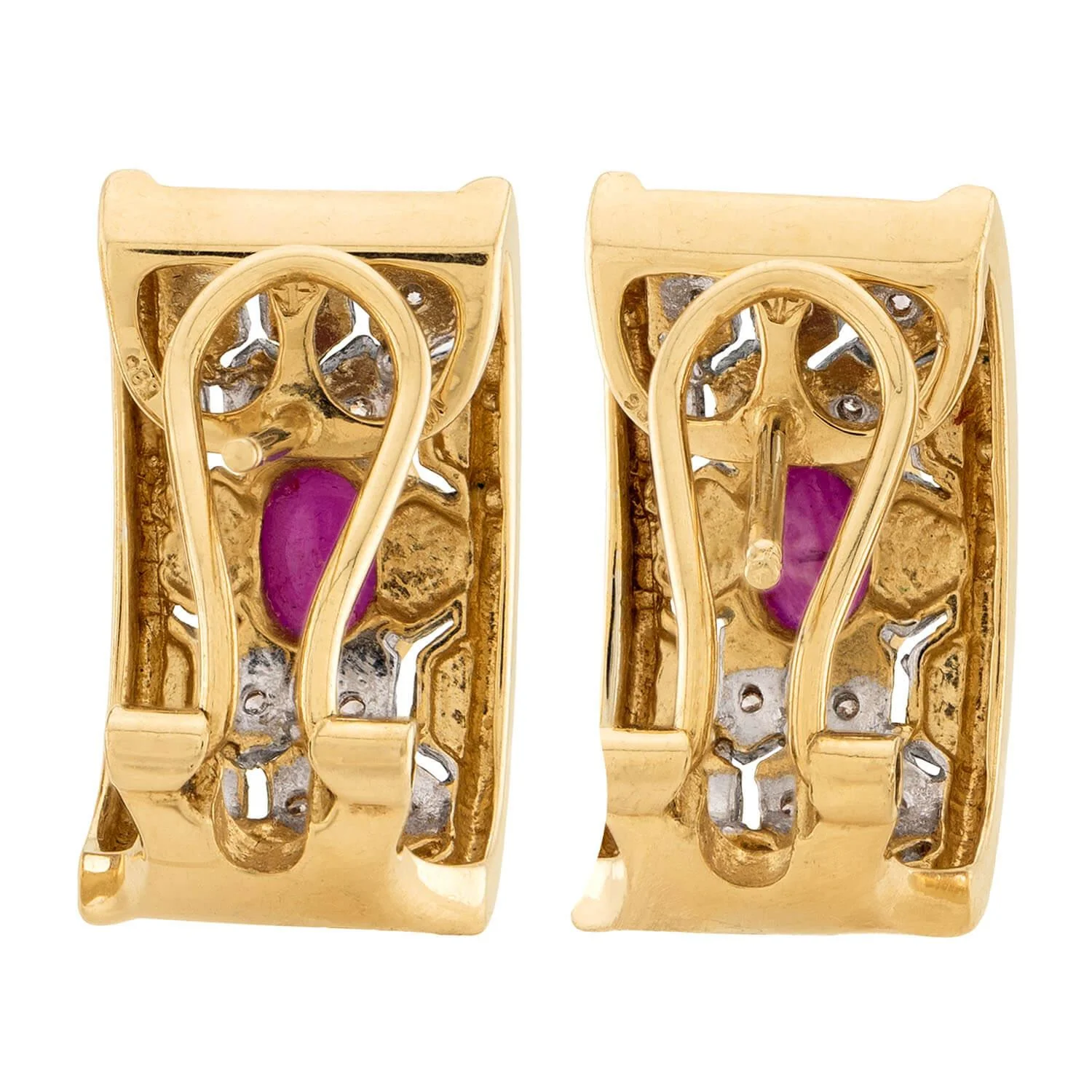 Estate 14k Ruby & Diamond Earrings - Image 3