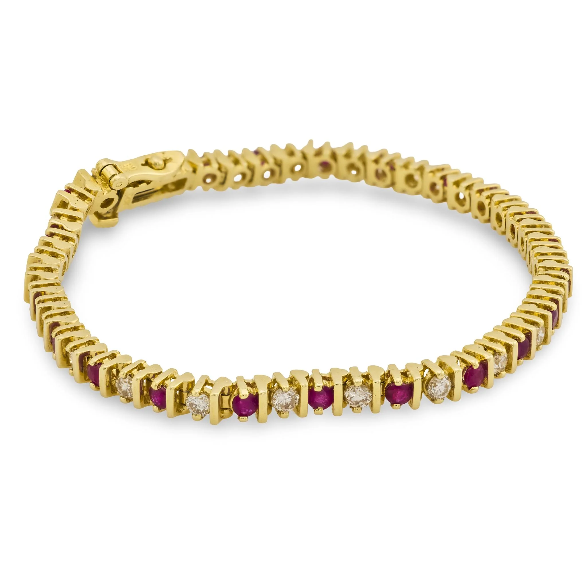 Estate 14k Ruby & Diamond Tennis Bracelet - Image 2
