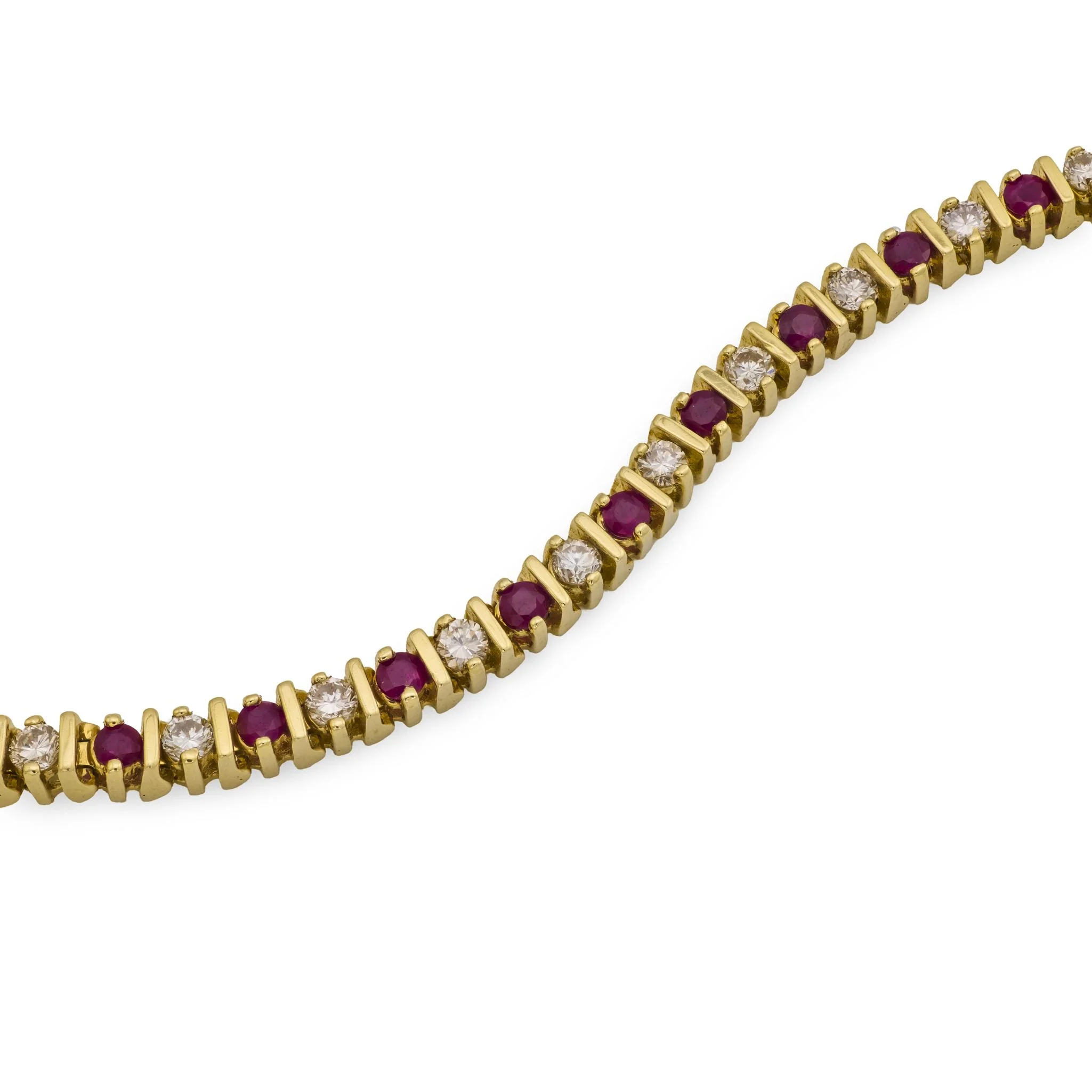 Estate 14k Ruby & Diamond Tennis Bracelet - Image 3