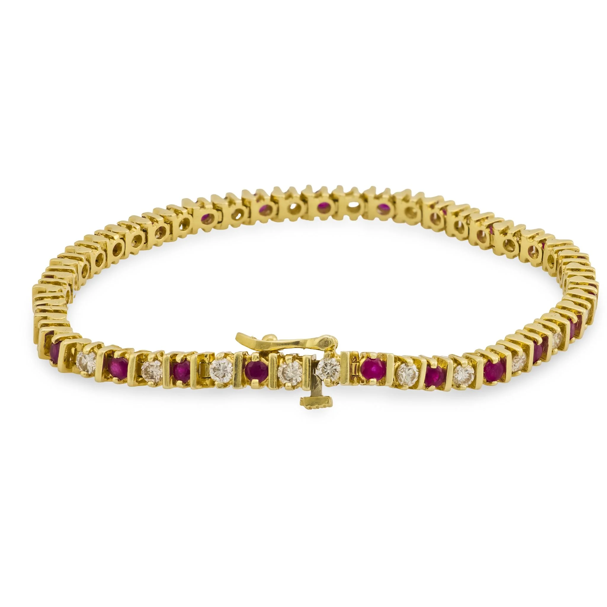 Estate 14k Ruby & Diamond Tennis Bracelet - Image 4